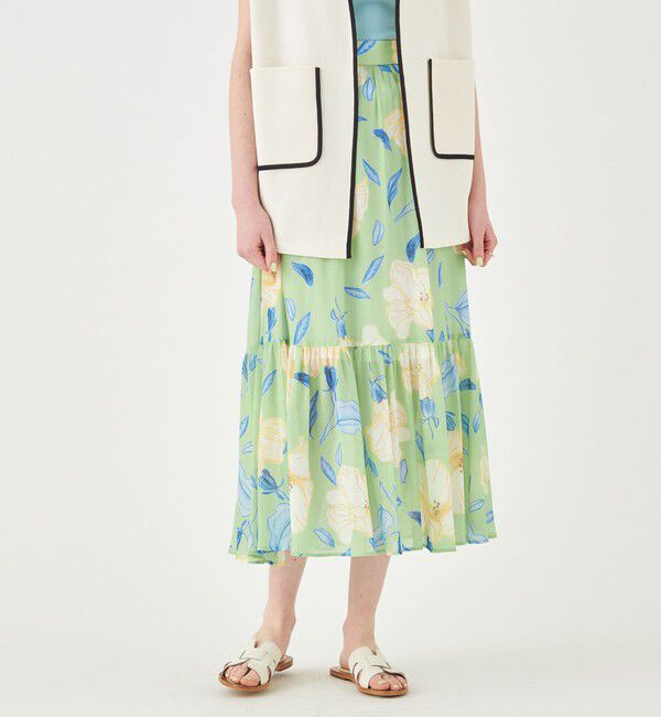 Ballsey「バチックフラワープリント ボリュームティアードスカート」|フレア|