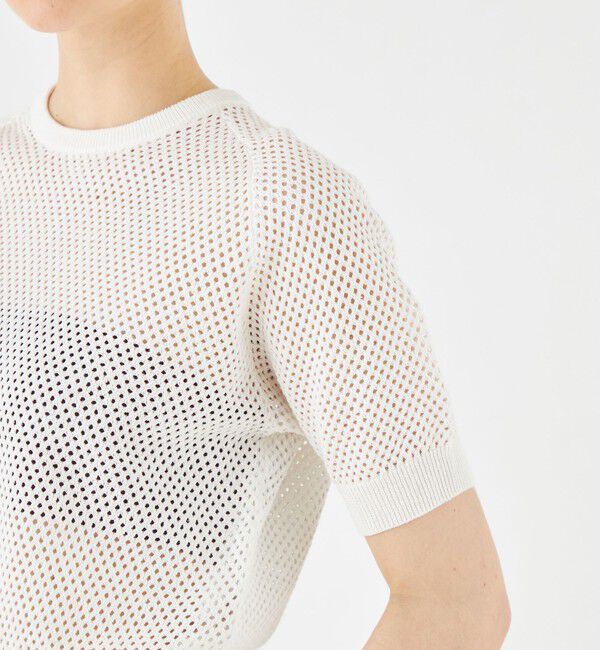 MACPHEE「リネンメッシュ ハーフスリーブプルオーバー」|ニット・セーター|