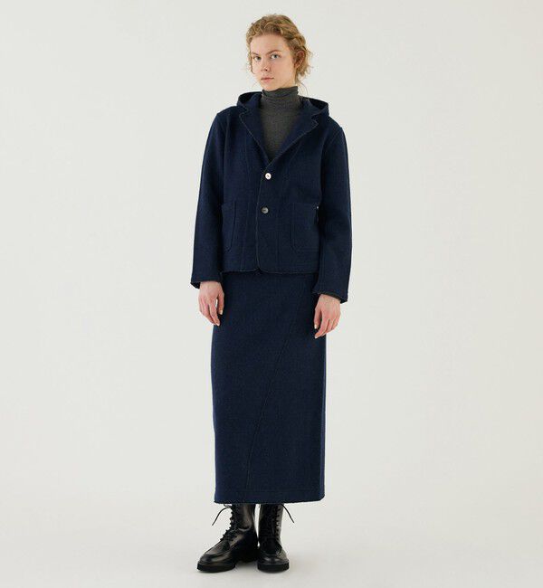 GALERIE VIE「ウールコットンバックパイル Iラインスカート」|タイト|