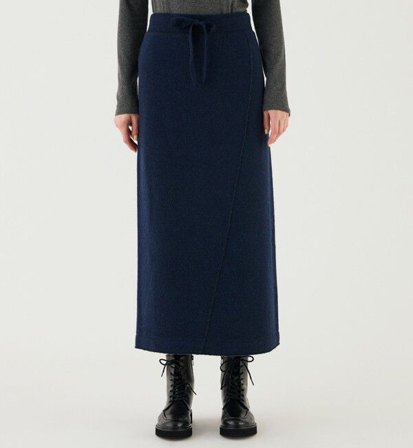 GALERIE VIE「ウールコットンバックパイル Iラインスカート」|タイト|
