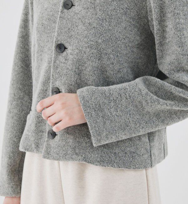 GALERIE VIE「ファインブークレー クルーネックジャケット」|ノーカラージャケット|