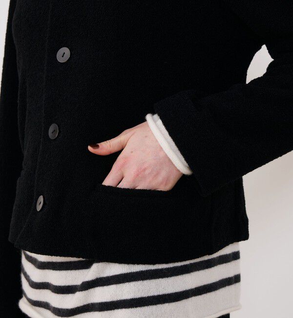 GALERIE VIE「ファインブークレー クルーネックジャケット」|ノーカラージャケット|