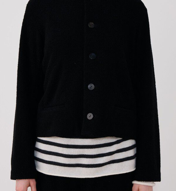 GALERIE VIE「ファインブークレー クルーネックジャケット」|ノーカラージャケット|