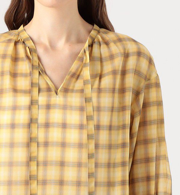 MACPHEE「コットンオーガンジーチェック ボウタイブラウス」|シャツ・ブラウス|