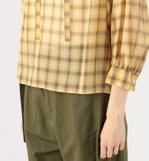 MACPHEE「コットンオーガンジーチェック ボウタイブラウス」|シャツ・ブラウス|