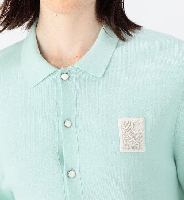 RinCaBAN コットンカシミヤ パールロゴポロカーディガン ブラック キャバン CABaN CABaN コットンカシミヤ パールロゴポロカーディガン