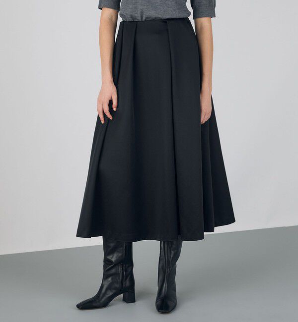 DES PRES「ナイロンハイカウントダブルクロス タックフレアスカート」|フレア|