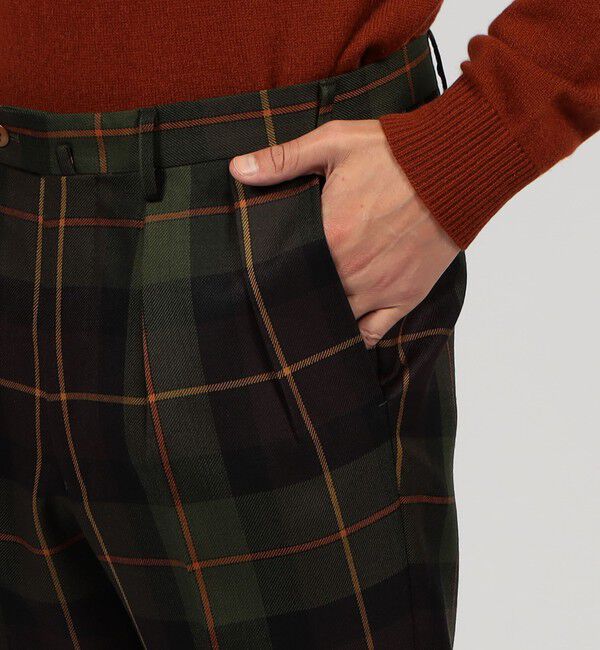 TOMORROWLAND MENS「ウールギャバジン タータンチェック イン2プリーツストレートスラックス」|スラックス|