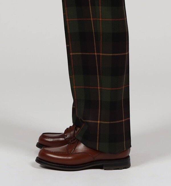 TOMORROWLAND MENS「ウールギャバジン タータンチェック イン2プリーツストレートスラックス」|スラックス|