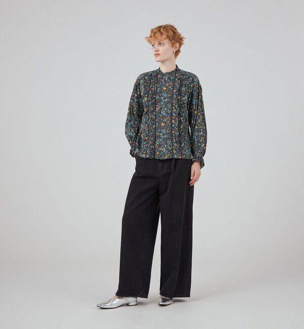 SOULEIADO「コットンプリント フロントフリルブラウス」|シャツ・ブラウス|