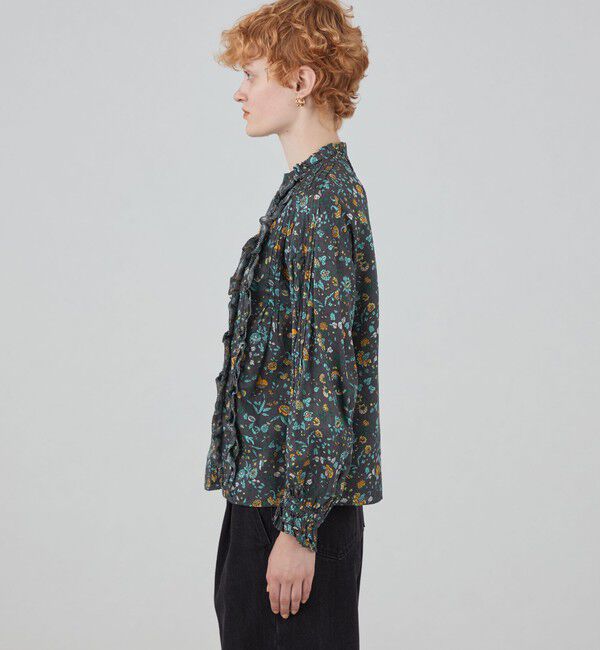 SOULEIADO「コットンプリント フロントフリルブラウス」|シャツ・ブラウス|