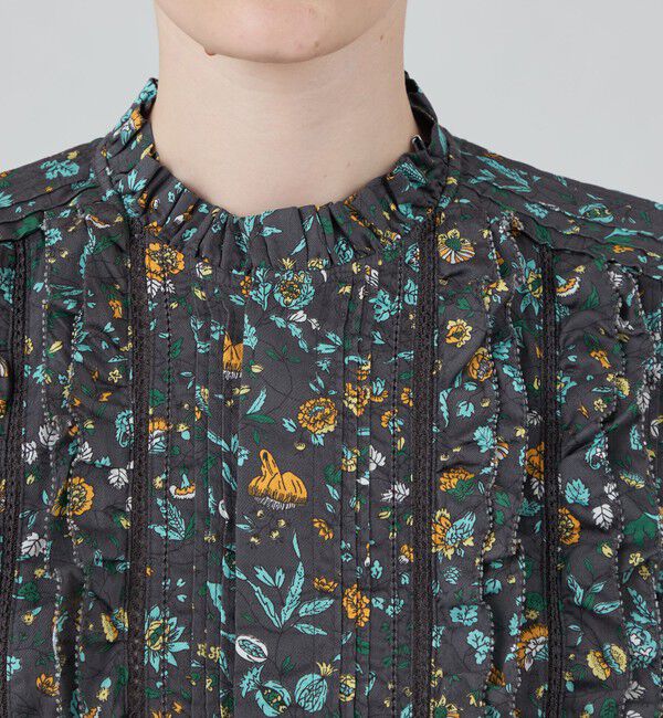 SOULEIADO「コットンプリント フロントフリルブラウス」|シャツ・ブラウス|