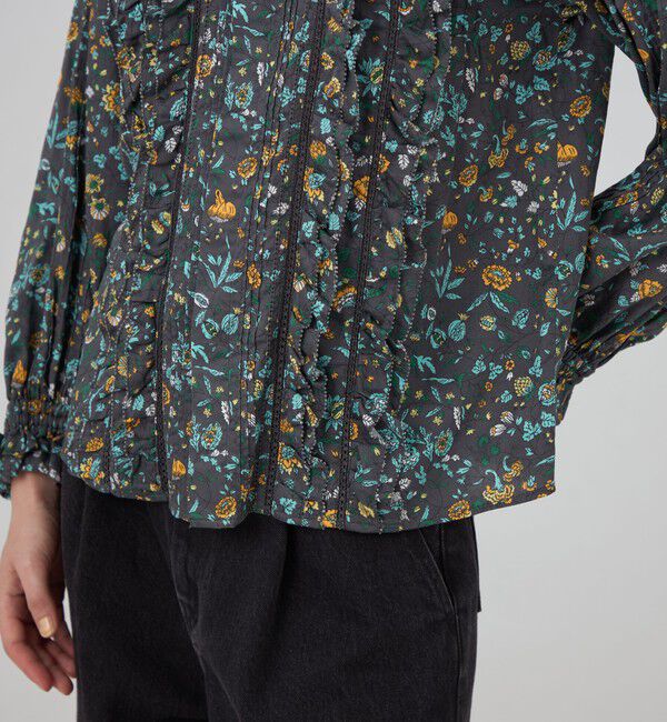 SOULEIADO「コットンプリント フロントフリルブラウス」|シャツ・ブラウス|