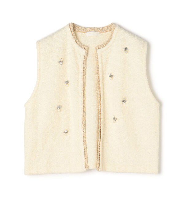 Ballsey「ビジューブークレー ショートベスト」|ベスト・ジレ|11 ホワイト