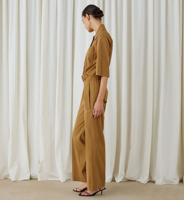 DES PRES「ストレッチポプリン ハーフスリーブジャンプスーツ」|オールインワン|