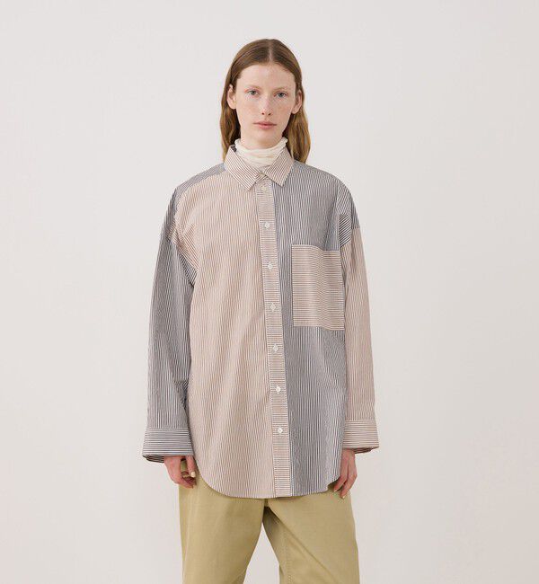 GALERIE VIE「ワッシャーコットンポプリン ストライプコンビシャツ」|シャツ・ブラウス|