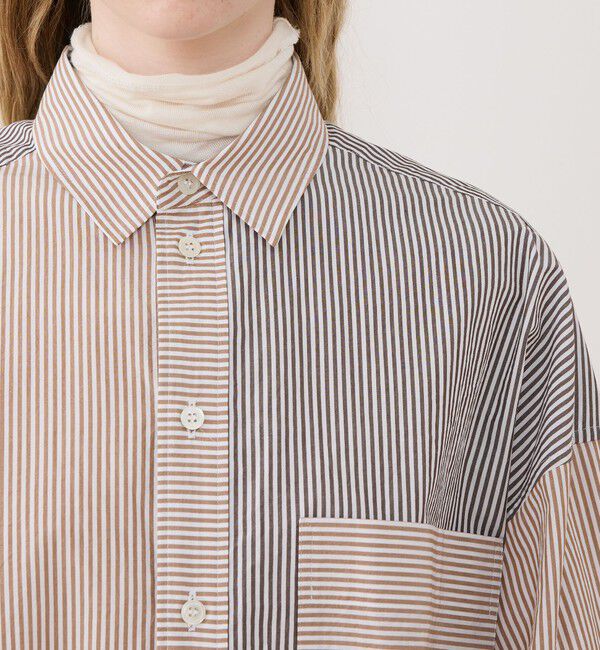 GALERIE VIE「ワッシャーコットンポプリン ストライプコンビシャツ」|シャツ・ブラウス|