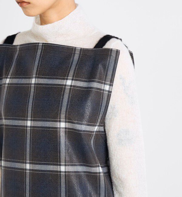 Edition「箔コーティングチェック  ロングワンピース」|ワンピース|