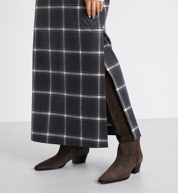 Edition「箔コーティングチェック  ロングワンピース」|ワンピース|