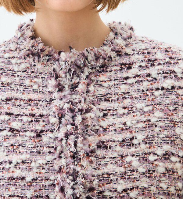 TOMORROWLAND collection「ライラックファンシー フリンジカラーレスジャケット」|ノーカラージャケット|