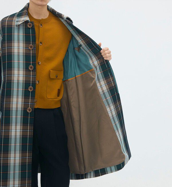 CABaN「ポリエステル ビッグチェックジャカード ステンカラーコート」|ステンカラーコート|