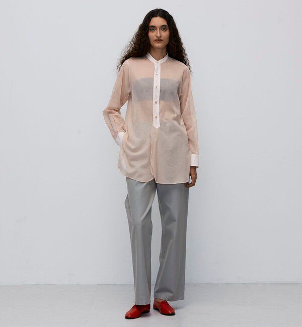 BACCA「【WEB先行予約】コットンオーガンジー バンドカラーコンビシャツ」|シャツ・ブラウス|