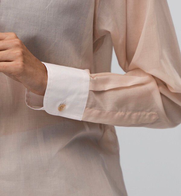 BACCA「【WEB先行予約】コットンオーガンジー バンドカラーコンビシャツ」|シャツ・ブラウス|