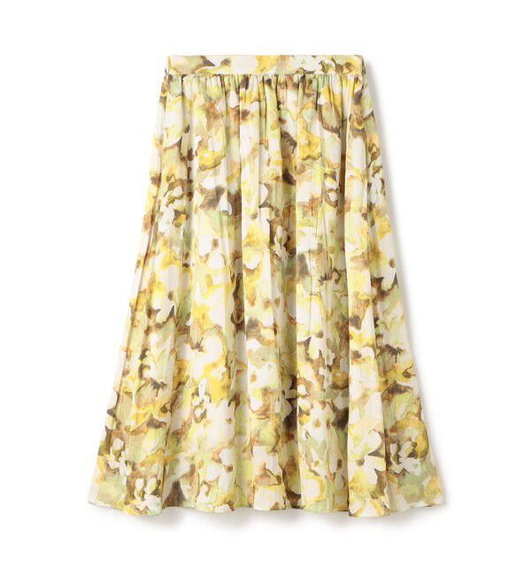 Ballsey「ミスティーフラワープリント ボリュームギャザースカート」|フレア|22 イエロー系