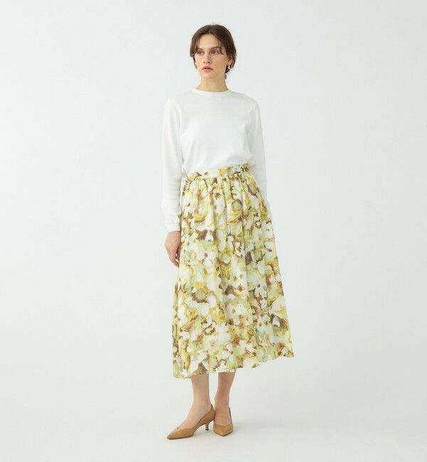 Ballsey「ミスティーフラワープリント ボリュームギャザースカート」|フレア|