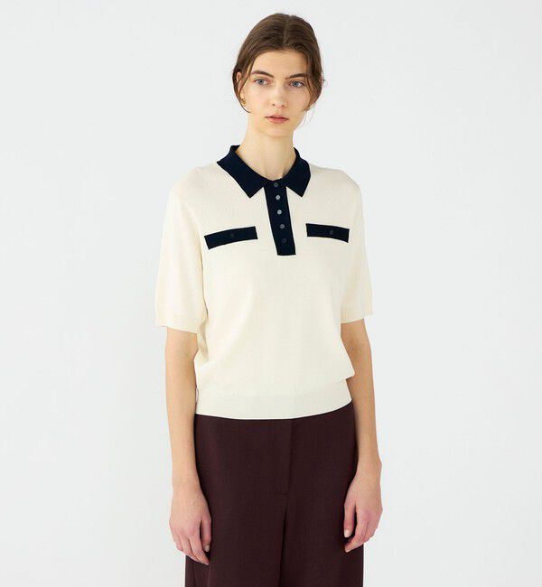 Ballsey「【WEB先行予約】ストレッチタックドット ポロプルオーバー」|ニット・セーター|