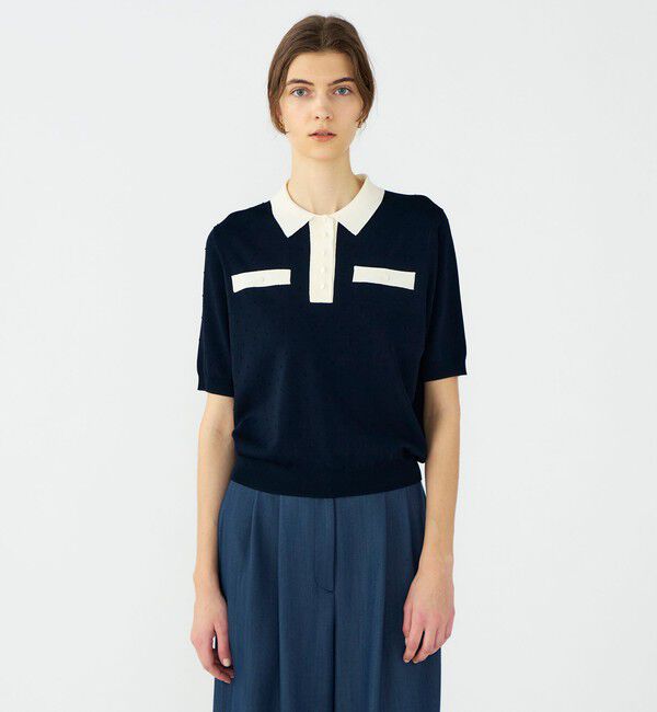 Ballsey「【WEB先行予約】ストレッチタックドット ポロプルオーバー」|ニット・セーター|