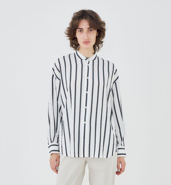 GALERIE VIE「【WEB先行予約】ソフトストライプ スタンドカラーシャツ」|シャツ・ブラウス|