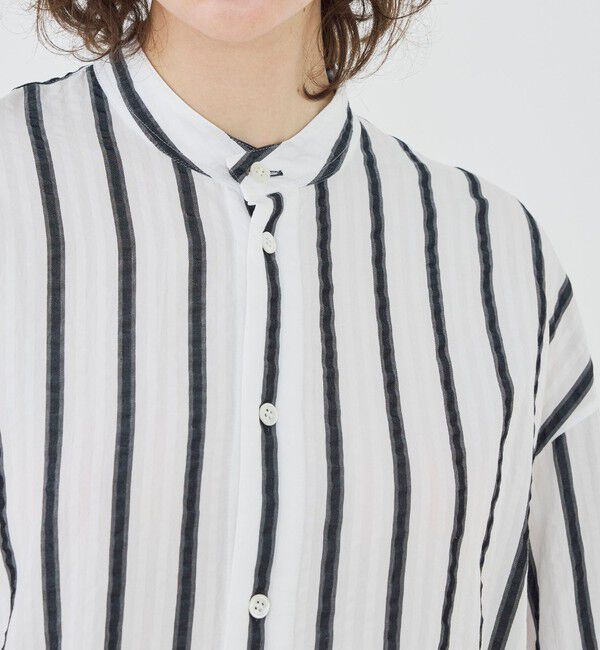 GALERIE VIE「【WEB先行予約】ソフトストライプ スタンドカラーシャツ」|シャツ・ブラウス|