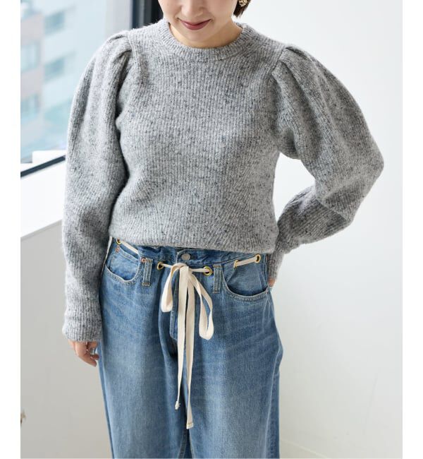  「PUFF SLEEVE メランジニットプルオーバー」|ニット・セーター|