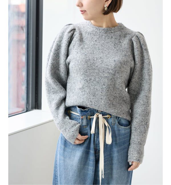 「PUFF SLEEVE メランジニットプルオーバー」|ニット・セーター|