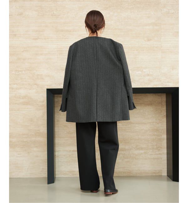 Plage「R&rsquo;IAM メルトンストライプ ジャケット」|ノーカラージャケット|