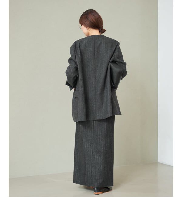 Plage「R&rsquo;IAM メルトンストライプ ジャケット」|ノーカラージャケット|