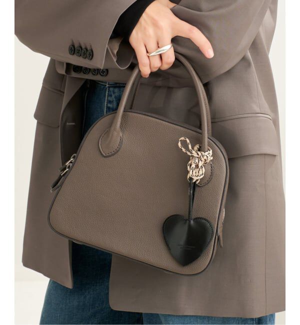 新品 MAISON CANAU / ROUND BOSTON Sバッグ MAISON CANAU(メゾン カナウ)｜SHRINK ROUND-BOSTON(S)/ブラック の