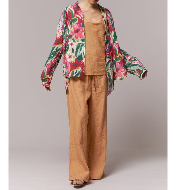 IENA LA BOUCLE「IENA LA BOUCLE DEVEAUX ペイントフラワーギャザーシャツ」|シャツ・ブラウス|