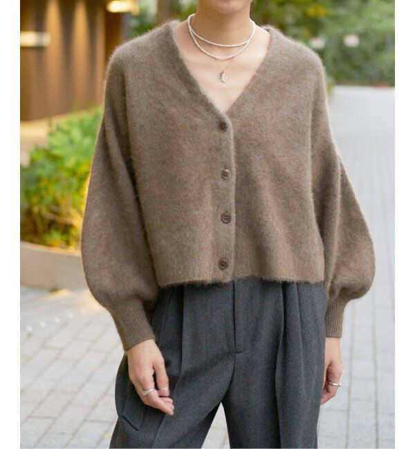 IENA LA BOUCLE「IENA LA BOUCLE ファーニットカーディガン」|カーディガン|ベージュ