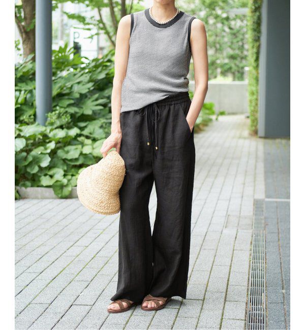 IENA LA BOUCLE「《追加》IENA LA BOUCLE リネンブロードイージーパンツ(ブラック)」|その他|