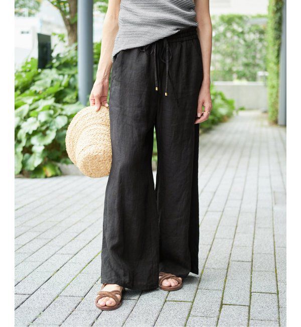 IENA LA BOUCLE「《追加》IENA LA BOUCLE リネンブロードイージーパンツ(ブラック)」|その他|