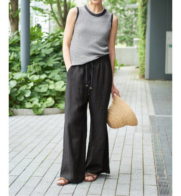 IENA LA BOUCLE「《追加》IENA LA BOUCLE リネンブロードイージーパンツ(ブラック)」|その他|