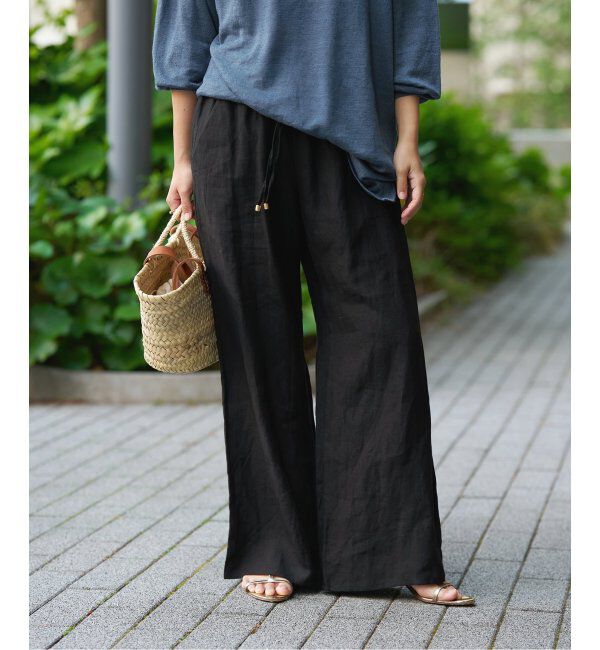 IENA LA BOUCLE「《追加》IENA LA BOUCLE リネンブロードイージーパンツ(ブラック)」|その他|