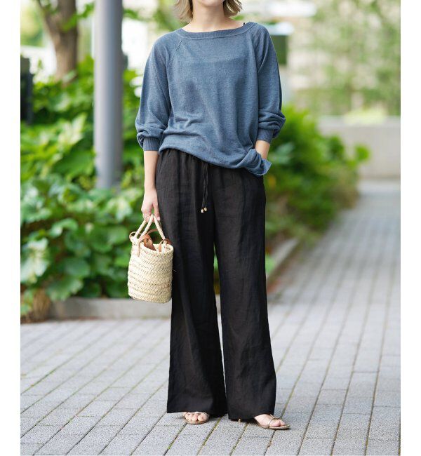 IENA LA BOUCLE「《追加》IENA LA BOUCLE リネンブロードイージーパンツ(ブラック)」|その他|