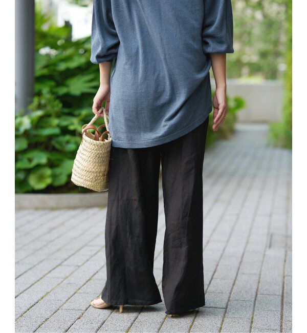 IENA LA BOUCLE「《追加》IENA LA BOUCLE リネンブロードイージーパンツ(ブラック)」|その他|