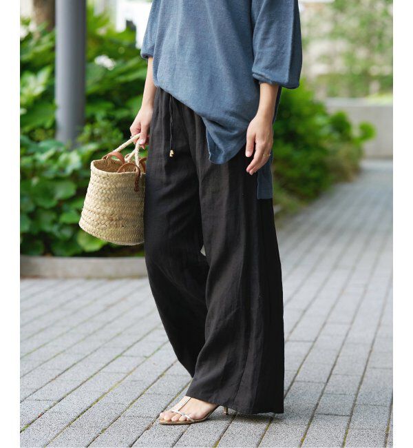 IENA LA BOUCLE「《追加》IENA LA BOUCLE リネンブロードイージーパンツ(ブラック)」|その他|