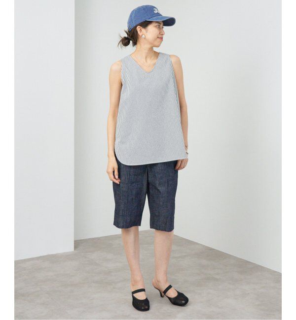 IENA「BLACK シアサッカータンクトップ」|シャツ・ブラウス|