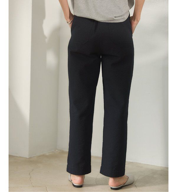 IENA「BLACK シアサッカーパンツ」|スラックス|