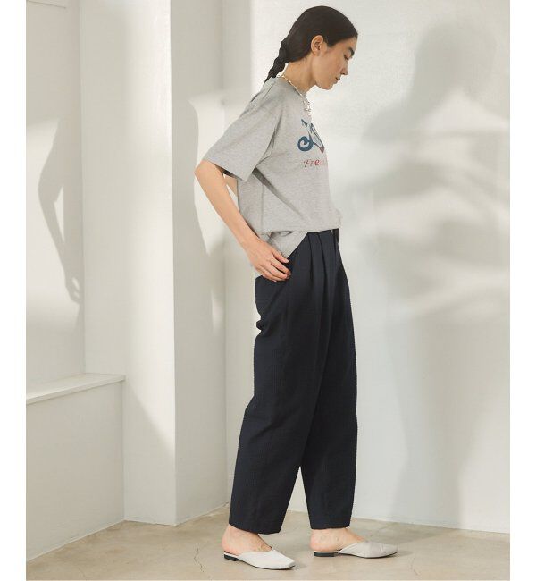 IENA「BLACK シアサッカーパンツ」|スラックス|